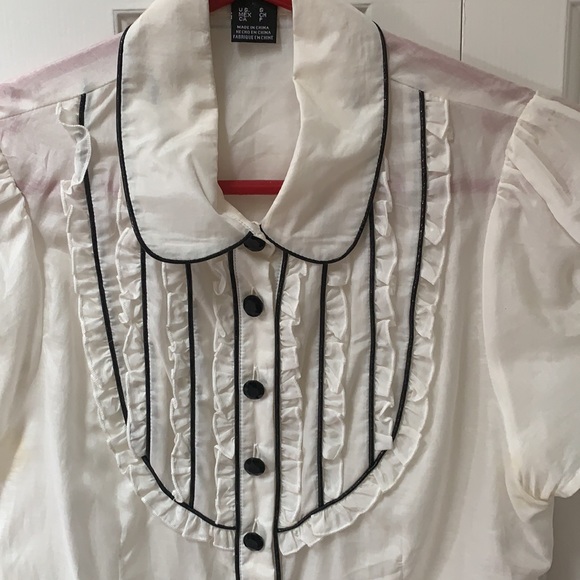 Tuexedo Kensie Blouse Black and White - Picture 2 of 9